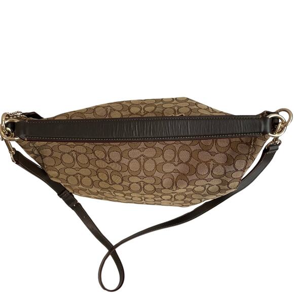 Coach Celeste Khaki & brown Canvas & Leather Convertible Hobo Crossbody F58327 - Picture 12 of 14